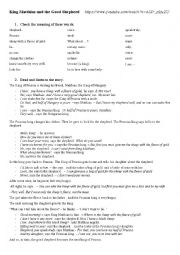 English Worksheet: King Matthias and the Good Shepherd