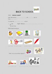 English Worksheet: Back to school
