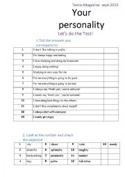 English Worksheet: Test your personality