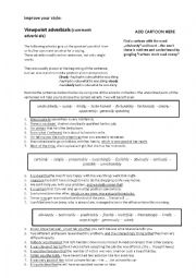 English Worksheet: Improve your style  -  Comment adverbs