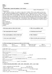 English Worksheet: quiz for elementary ss