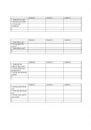 Back to School interview sheet