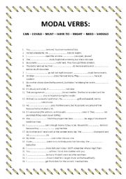 English Worksheet: MODAL VERBS