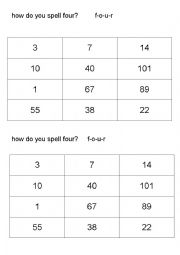 English Worksheet: how do you spell four?