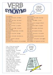 English Worksheet: Verb synonyms 