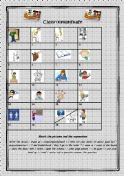 English Worksheet: classroom language