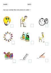 English Worksheet: number the instructions
