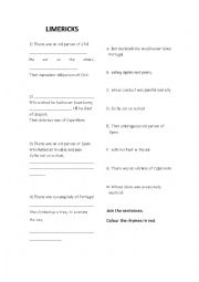 English Worksheet: LIMERICK