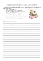 English Worksheet: Writing activity about eating and habits
