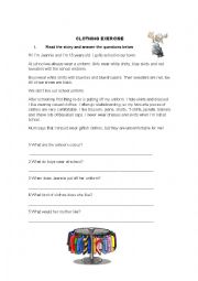 English Worksheet: clothing exercise