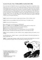 English Worksheet: An extract from Boy by Roald Dahl