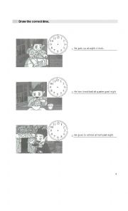 English Worksheet: daily routine and time