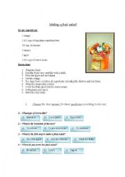 English Worksheet: a recipe