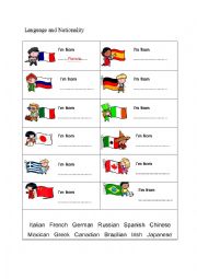 English Worksheet: nationality and country