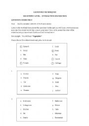 English Worksheet: Teaching Listening Things Around Us