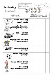 English Worksheet: Did-you bingo game