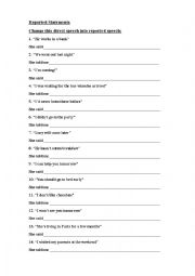 English Worksheet: reported speech