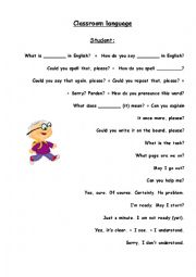 English Worksheet: Classroom language 
