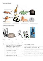 Animals, activities, present simple (he/she)
