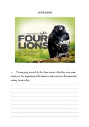 English Worksheet: Four Lions