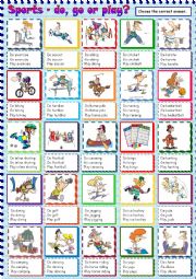 English Worksheet: Sports - do, go or play?
