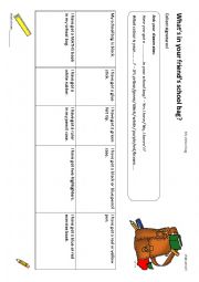 English Worksheet: My school bag