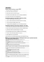 English Worksheet: inversion