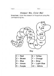 English Worksheet: colours and numbers