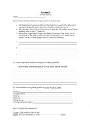 English Worksheet: test unit 3 dream team 2