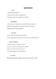 English Worksheet: Questionnaire