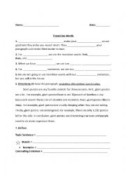 English Worksheet: Introduction to Paragraph Writing Using Sequencing Words