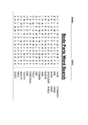 English Worksheet: Body parts wordsearch
