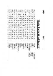 Body parts wordsearch