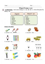 English Worksheet: Plural form (-es)