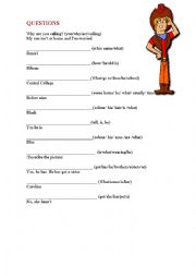 English Worksheet: Using question words 