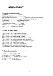 English Worksheet: much or many