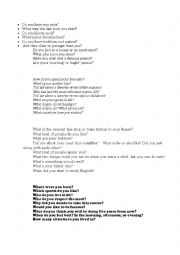 English Worksheet: Get to Know You - First Day of Class conversation questions