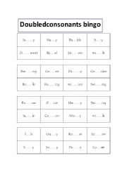 English Worksheet: Doubled consonants bingo 