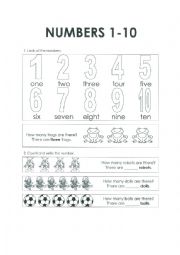 English Worksheet: Numbers 1-10