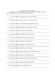 English Worksheet: Would You Rather...jobs edition