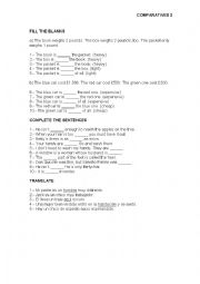 English Worksheet: COMPARATIVES