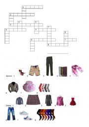 English Worksheet: Clothes / crosswords