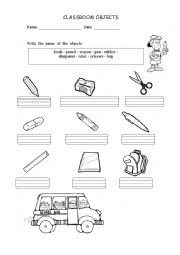 English Worksheet: Classroom objects