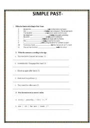 English Worksheet: SIMPLE PAST TENSE