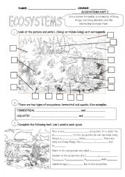 English Worksheet: Ecosystems Part 1