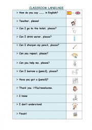 English Worksheet: Classroom language