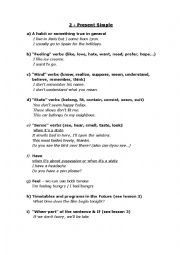 English Worksheet: When to use the Present Simple - Summary Sheet