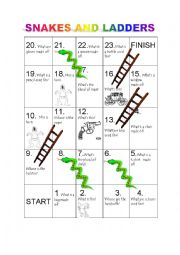 English Worksheet: Snakes and ladders (board game)