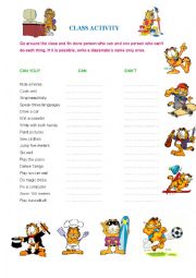 English Worksheet: CLASS ACTIVITY ABILITIES CAN YOU...? SPEAKING