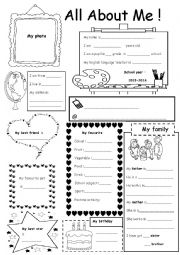 English Worksheet: All about me 